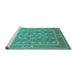 Sideview of Machine Washable Oriental Turquoise Industrial Area Rugs, wshurb3178turq