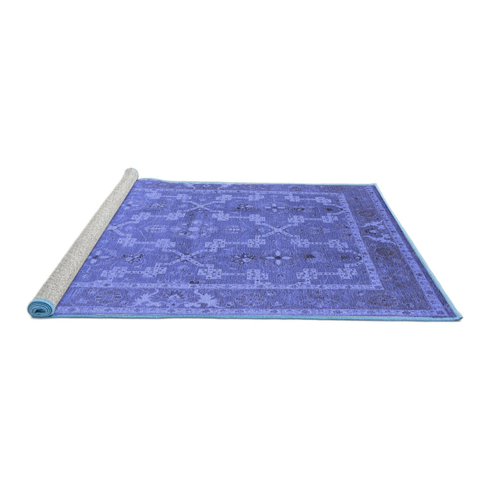 Sideview of Machine Washable Oriental Blue Industrial Rug, wshurb3178blu