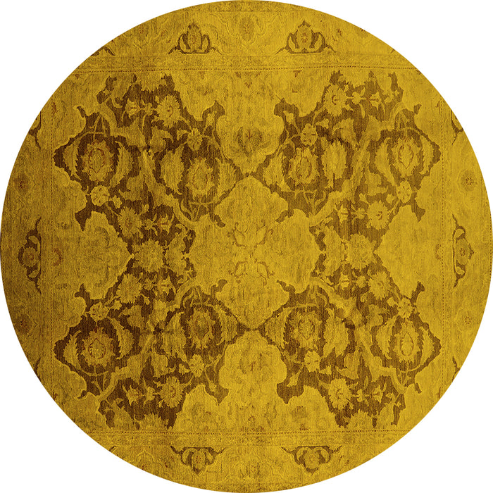 Round Oriental Yellow Industrial Rug, urb3179yw