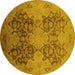 Round Oriental Yellow Industrial Rug, urb3179yw