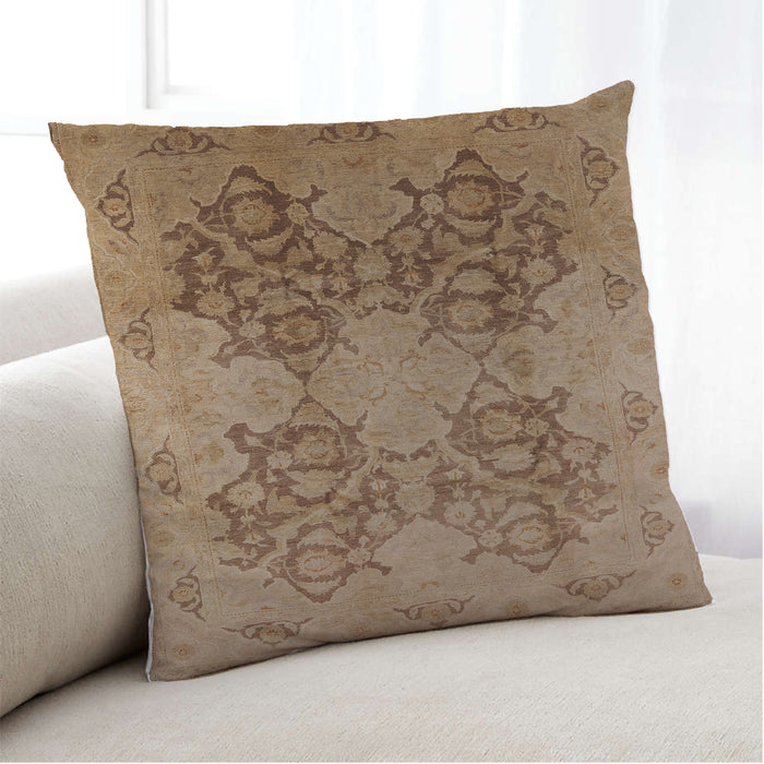 Lifestyle Image of Mid-Century Modern Urban Square Dark Bisque Brown Throw Pillow, 18 inch by 18 inch, pwurb3179