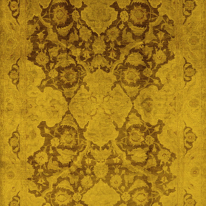 Machine Washable Oriental Yellow Industrial Rug, wshurb3179yw