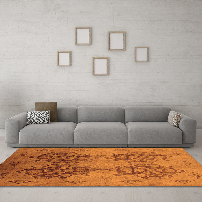 Machine Washable Oriental Orange Industrial Area Rugs in a Living Room, wshurb3179org