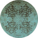 Round Oriental Light Blue Industrial Rug, urb3179lblu