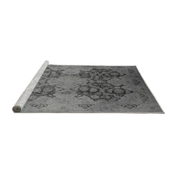 Sideview of Machine Washable Oriental Gray Industrial Rug, wshurb3179gry