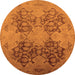 Round Oriental Orange Industrial Rug, urb3179org