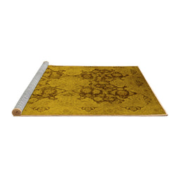 Sideview of Machine Washable Oriental Yellow Industrial Rug, wshurb3179yw