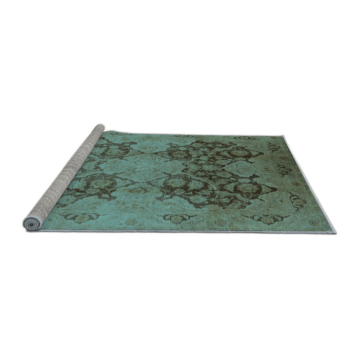 Sideview of Machine Washable Oriental Light Blue Industrial Rug, wshurb3179lblu