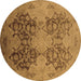 Round Oriental Brown Industrial Rug, urb3179brn