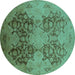 Round Oriental Turquoise Industrial Rug, urb3179turq