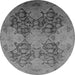 Round Machine Washable Oriental Gray Industrial Rug, wshurb3179gry