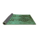 Sideview of Oriental Turquoise Industrial Rug, urb3179turq