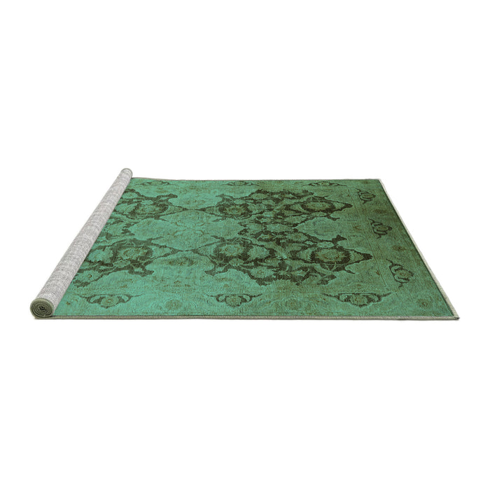 Sideview of Machine Washable Oriental Turquoise Industrial Area Rugs, wshurb3179turq