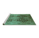 Sideview of Machine Washable Oriental Turquoise Industrial Area Rugs, wshurb3179turq