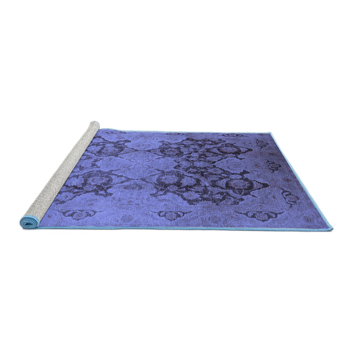 Sideview of Machine Washable Oriental Blue Industrial Rug, wshurb3179blu