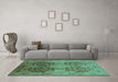 Machine Washable Oriental Turquoise Industrial Area Rugs in a Living Room,, wshurb3179turq