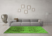 Machine Washable Oriental Green Industrial Area Rugs in a Living Room,, wshurb3179grn