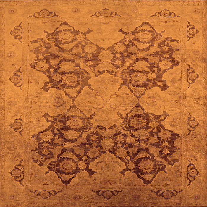 Square Machine Washable Oriental Orange Industrial Area Rugs, wshurb3179org