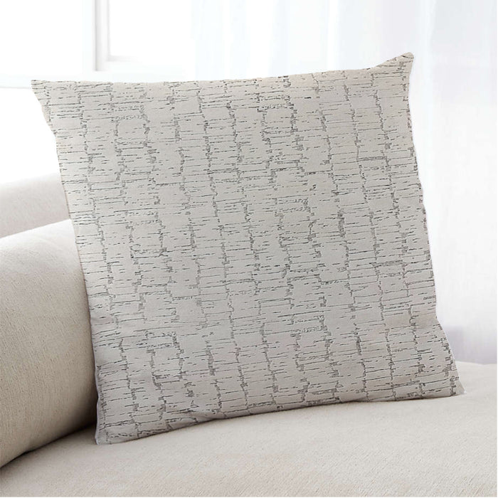 Lifestyle Image of Mid-Century Modern Urban Square Champagne Beige Throw Pillow, 18 inch by 18 inch, pwurb317