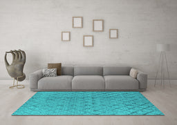 Machine Washable Oriental Turquoise Industrial Area Rugs in a Living Room,, wshurb3180turq