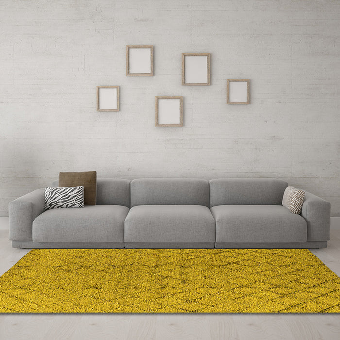 Machine Washable Oriental Yellow Industrial Rug in a Living Room, wshurb3180yw