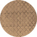 Round Oriental Brown Industrial Rug, urb3180brn