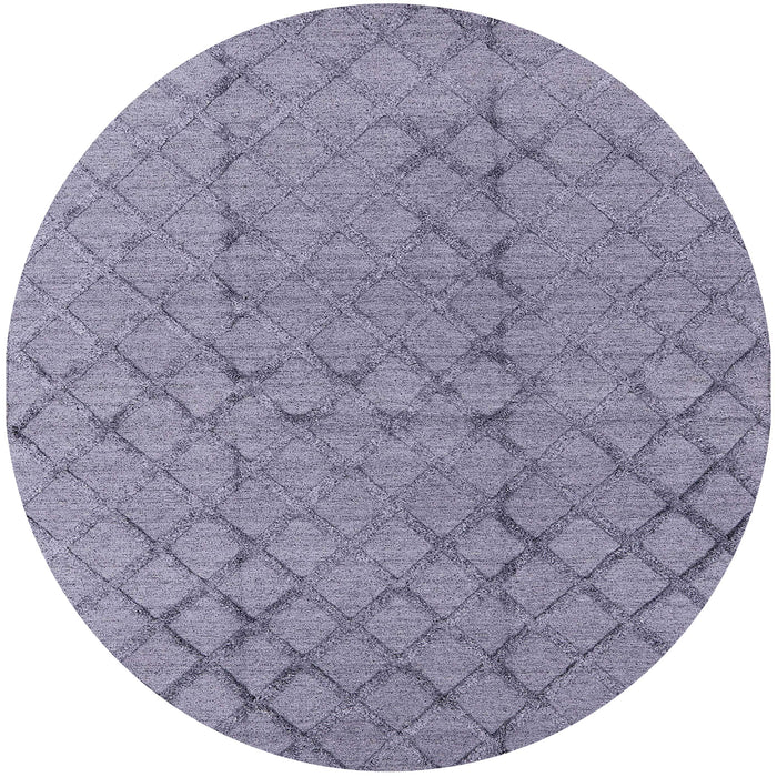 Round Mid-Century Modern Slate Blue Grey Oriental Rug, urb3180