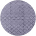 Round Mid-Century Modern Slate Blue Grey Oriental Rug, urb3180