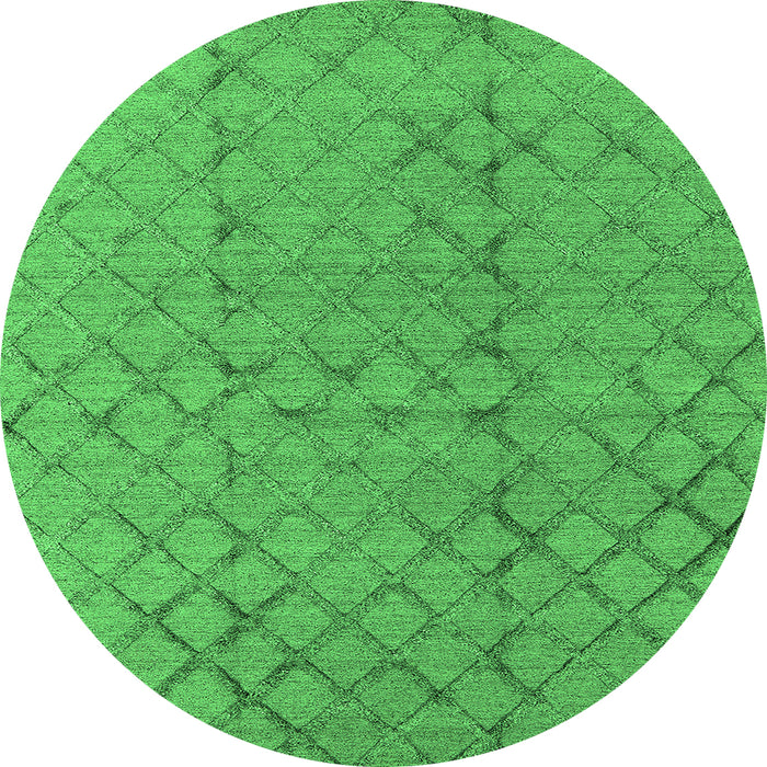 Round Machine Washable Oriental Green Industrial Area Rugs, wshurb3180grn