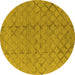 Round Machine Washable Oriental Yellow Industrial Rug, wshurb3180yw