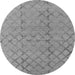 Round Machine Washable Oriental Gray Industrial Rug, wshurb3180gry