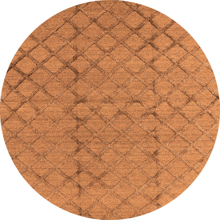 Round Machine Washable Oriental Orange Industrial Area Rugs, wshurb3180org