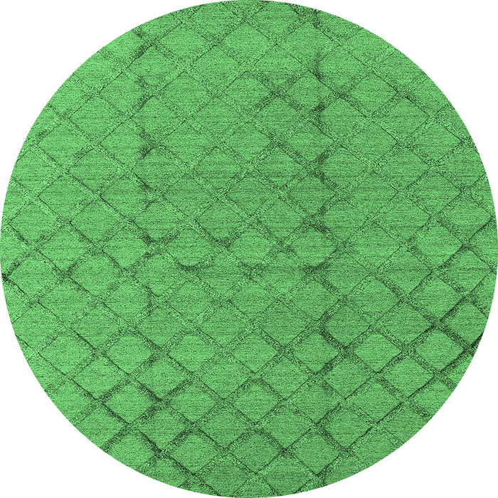 Round Machine Washable Oriental Emerald Green Industrial Area Rugs, wshurb3180emgrn