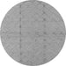 Round Machine Washable Oriental Gray Industrial Rug, wshurb3181gry