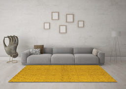 Machine Washable Oriental Yellow Industrial Rug in a Living Room, wshurb3181yw
