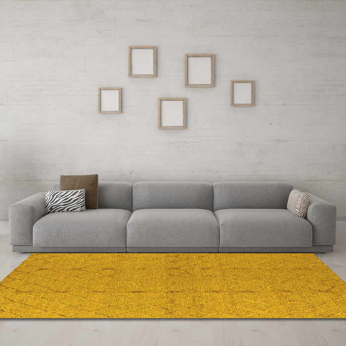Machine Washable Oriental Yellow Industrial Rug in a Living Room, wshurb3181yw