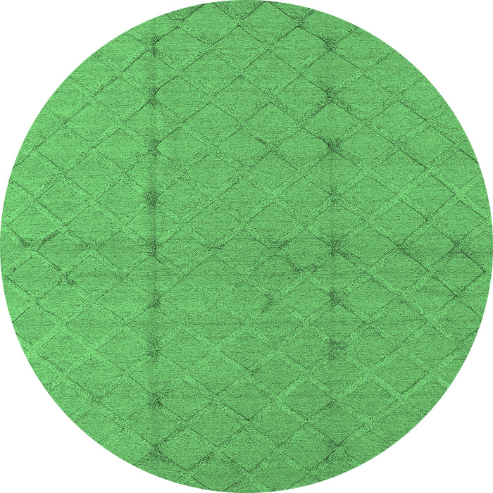 Round Machine Washable Oriental Emerald Green Industrial Area Rugs, wshurb3181emgrn