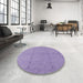 Round Mid-Century Modern Purple Oriental Rug in a Office, urb3181