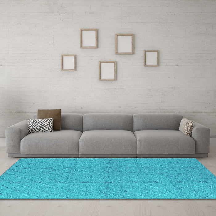 Machine Washable Oriental Turquoise Industrial Area Rugs in a Living Room,, wshurb3181turq