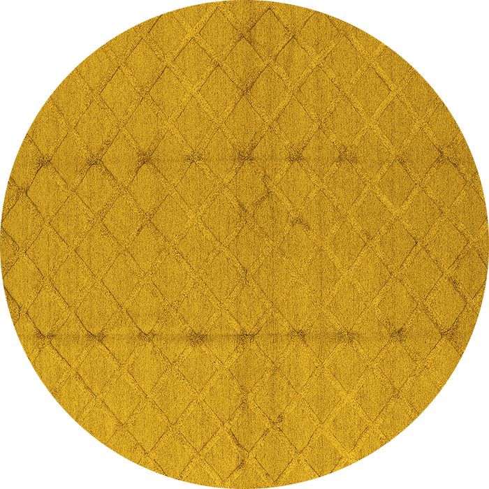 Round Machine Washable Oriental Yellow Industrial Rug, wshurb3181yw