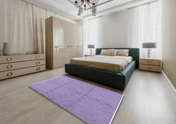 Mid-Century Modern Purple Oriental Rug in a Bedroom, urb3181