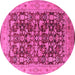 Round Machine Washable Oriental Pink Industrial Rug, wshurb3182pnk