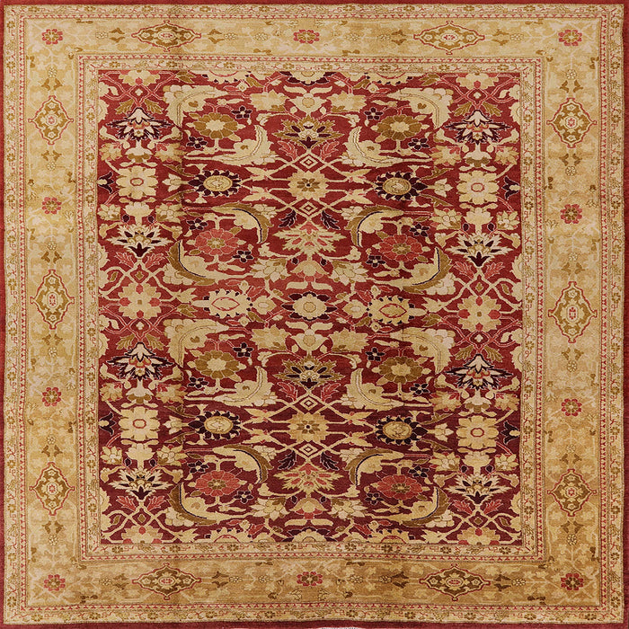 Square Mid-Century Modern Mahogany Brown Oriental Rug, urb3182