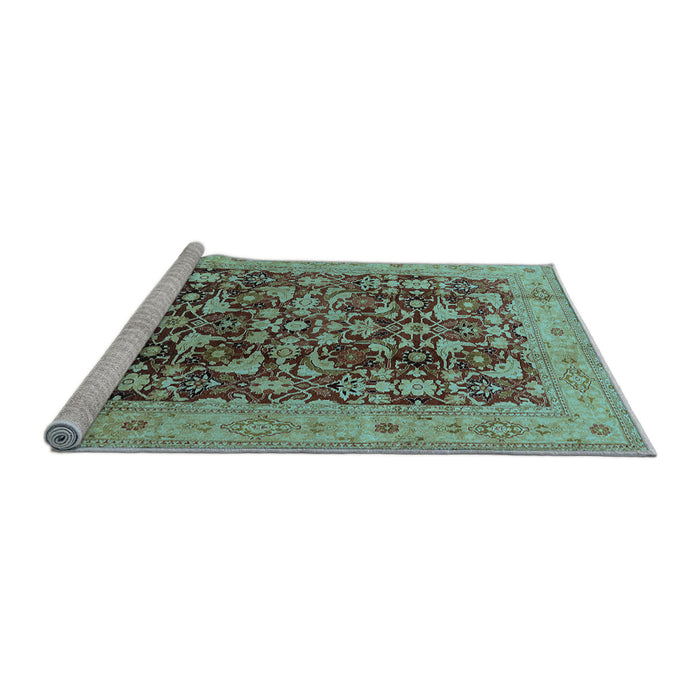 Sideview of Machine Washable Oriental Light Blue Industrial Rug, wshurb3182lblu