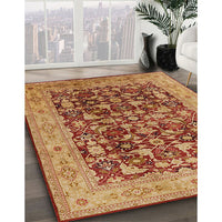 Mid-Century Modern Mahogany Brown Oriental Rug, urb3182