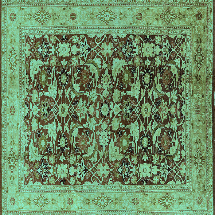 Square Oriental Turquoise Industrial Rug, urb3182turq