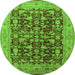 Round Oriental Green Industrial Rug, urb3182grn