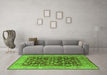 Machine Washable Oriental Green Industrial Area Rugs in a Living Room,, wshurb3182grn