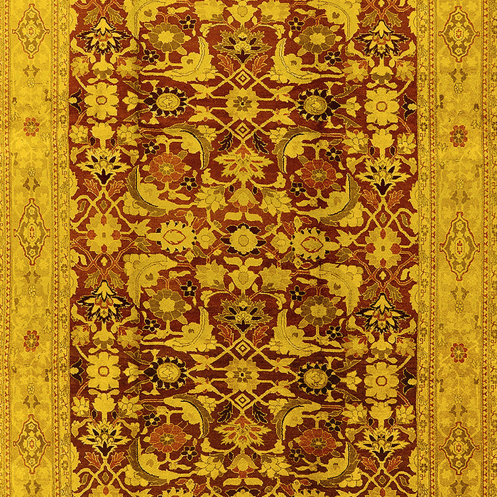 Machine Washable Oriental Yellow Industrial Rug, wshurb3182yw