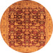 Round Machine Washable Oriental Orange Industrial Area Rugs, wshurb3182org